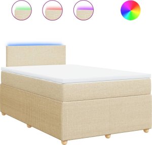 vidaXL vidaXL Łóżko kontynentalne z materacem, kremowe, tkanina, 120x200 cm 2