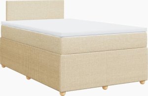 vidaXL vidaXL Łóżko kontynentalne z materacem, kremowe, tkanina, 120x200 cm 3