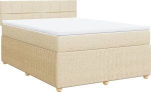 vidaXL vidaXL Łóżko kontynentalne z materacem, kremowe, tkanina, 140x190 cm 3