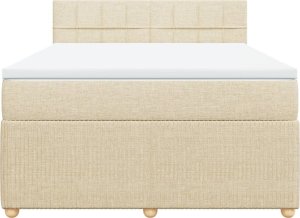 vidaXL vidaXL Łóżko kontynentalne z materacem, kremowe, tkanina, 140x190 cm 6