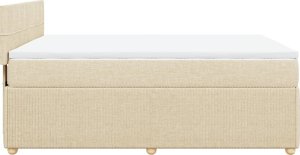 vidaXL vidaXL Łóżko kontynentalne z materacem, kremowe, tkanina, 140x190 cm 7
