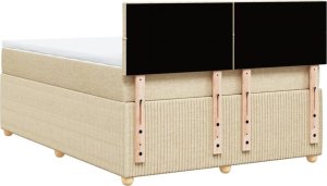 vidaXL vidaXL Łóżko kontynentalne z materacem, kremowe, tkanina, 140x190 cm 8