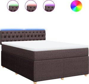 vidaXL vidaXL Łóżko kontynentalne z materacem, brązowe, tkanina, 140x190 cm 2