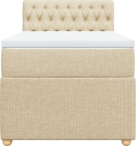 vidaXL vidaXL Łóżko kontynentalne z materacem, kremowe, tkanina, 100x200 cm 6