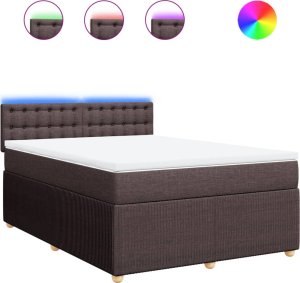 vidaXL vidaXL Łóżko kontynentalne z materacem, brązowe, tkanina, 140x190 cm 2