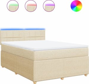 vidaXL vidaXL Łóżko kontynentalne z materacem, kremowe, tkanina, 160x200 cm 2