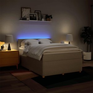 vidaXL vidaXL Łóżko kontynentalne z materacem, kremowe, tkanina, 160x200 cm 5