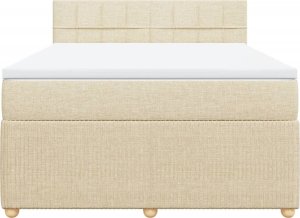 vidaXL vidaXL Łóżko kontynentalne z materacem, kremowe, tkanina, 160x200 cm 6