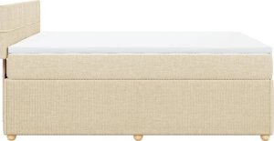 vidaXL vidaXL Łóżko kontynentalne z materacem, kremowe, tkanina, 160x200 cm 7