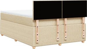 vidaXL vidaXL Łóżko kontynentalne z materacem, kremowe, tkanina, 160x200 cm 8