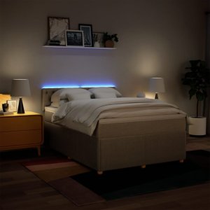 vidaXL vidaXL Łóżko kontynentalne z materacem, kremowe, tkanina, 160x200 cm 5