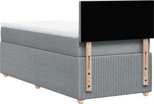 vidaXL vidaXL Łóżko kontynentalne z materacem, jasnoszare, tkanina, 90x200 cm 8