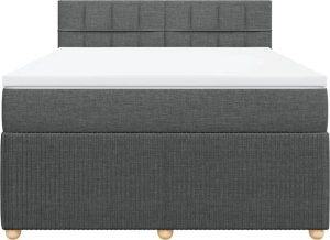vidaXL vidaXL Łóżko kontynentalne z materacem, ciemnoszara tkanina 140x200 cm 6