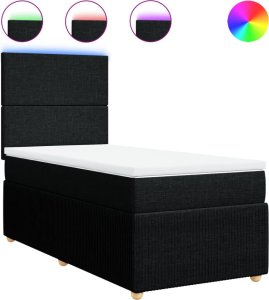 vidaXL vidaXL Łóżko kontynentalne z materacem, czarne, tkanina, 100x200 cm 2