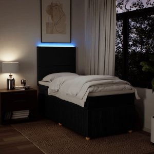 vidaXL vidaXL Łóżko kontynentalne z materacem, czarne, tkanina, 100x200 cm 4