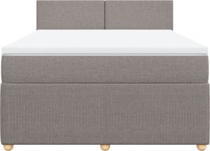 vidaXL vidaXL Łóżko kontynentalne z materacem, taupe, tkanina, 160x200 cm 6