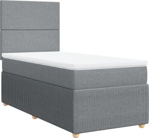 vidaXL Łóżko kontynentalne z materacem, jasnoszare, tkanina, 80x200 cm 2