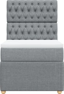 vidaXL Łóżko kontynentalne z materacem, jasnoszare, tkanina, 90x200 cm 4