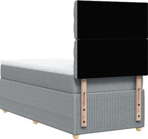 vidaXL Łóżko kontynentalne z materacem, jasnoszare, tkanina, 90x200 cm 6