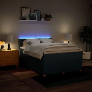 vidaXL vidaXL Łóżko kontynentalne z materacem, niebieskie, tkanina, 160x200cm 5