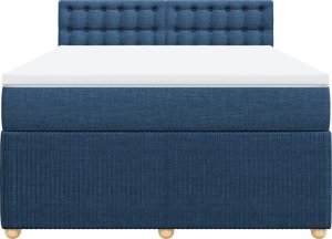 vidaXL vidaXL Łóżko kontynentalne z materacem, niebieskie, tkanina, 160x200cm 6