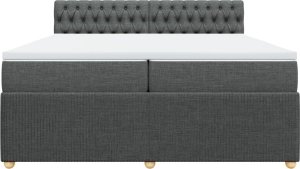 vidaXL vidaXL Łóżko kontynentalne z materacem, ciemnoszara tkanina 200x200 cm 6
