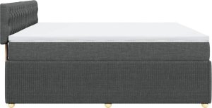 vidaXL vidaXL Łóżko kontynentalne z materacem, ciemnoszara tkanina 200x200 cm 7