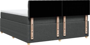 vidaXL vidaXL Łóżko kontynentalne z materacem, ciemnoszara tkanina 200x200 cm 8