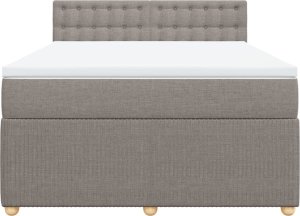 vidaXL vidaXL Łóżko kontynentalne z materacem, taupe, tkanina, 160x200 cm 6