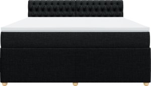 vidaXL vidaXL Łóżko kontynentalne z materacem, czarne, tkanina 180x200 cm 6