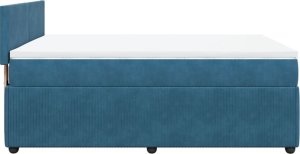 vidaXL Łóżko kontynentalne z materacem, niebieskie, 140x190cm, aksamit 9