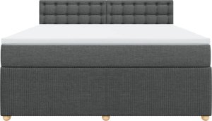 vidaXL vidaXL Łóżko kontynentalne z materacem, ciemnoszara tkanina 180x200 cm 6