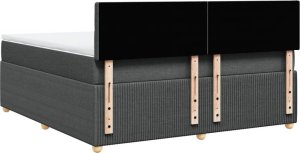 vidaXL vidaXL Łóżko kontynentalne z materacem, ciemnoszara tkanina 180x200 cm 8