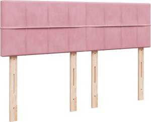 vidaXL Łóżko kontynentalne z materacem, różowe, aksamit, 140x190 cm 5