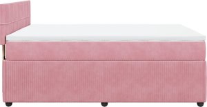 vidaXL Łóżko kontynentalne z materacem, różowe, aksamit, 140x190 cm 9