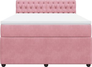 vidaXL Łóżko kontynentalne z materacem, różowe, aksamit, 140x190 cm 4
