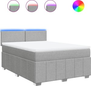 vidaXL vidaXL Łóżko kontynentalne z materacem, jasnoszare, tkanina 160x200 cm 2