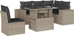 vidaXL 6-cz. zestaw mebli ogrodowych, z poduszkami, jasnoszary 2