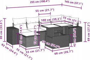 vidaXL 7-cz. zestaw wypoczynkowy do ogrodu, z poduszkami, jasnoszary 11