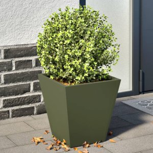 vidaXL vidaXL Donice ogrodowe, 2 szt., oliwkowozielone, 30x30x30 cm, stalowe 1