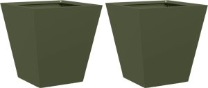 vidaXL vidaXL Donice ogrodowe, 2 szt., oliwkowozielone, 30x30x30 cm, stalowe 2