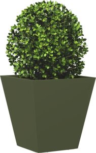 vidaXL vidaXL Donice ogrodowe, 2 szt., oliwkowozielone, 30x30x30 cm, stalowe 4