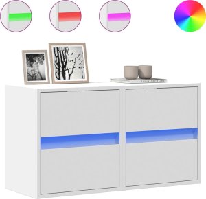 vidaXL vidaXL Ścienne szafki TV z LED, 2 szt., białe, 41x31x45 cm 2