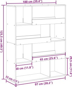 vidaXL vidaXL Regał/przegroda do pokoju, szarość betonu, 100x33x125,5 cm 9