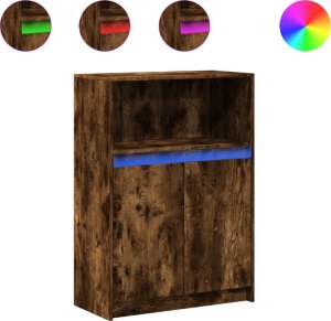 vidaXL Szafka z LED, przydymiony dąb, 72x34x100 cm 2