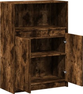 vidaXL Szafka z LED, przydymiony dąb, 72x34x100 cm 7