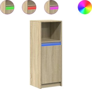vidaXL Szafka z LED, dąb sonoma, 38x34x100 cm, materiał drewnopochodny 2