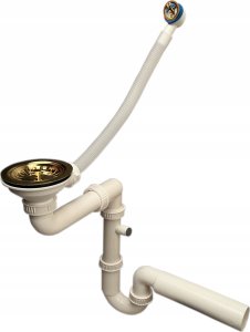 Zlewozmywak PREHNIT Zlewozmywak jednokomorowy ELAN czarny złoty metalik + bateria złota 4