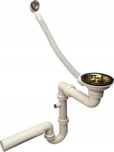 Zlewozmywak PREHNIT Zlewozmywak jednokomorowy COBALT złoty metalik + bateria flex złota 4