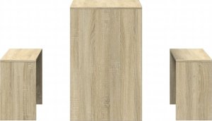 vidaXL vidaXL 3-częściowy zestaw mebli: stolik i ławki, dąb sonoma 5